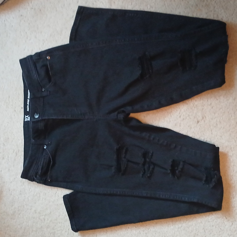 New York & Company Distressed High-Rise Black Jeans Women's 10 Tall